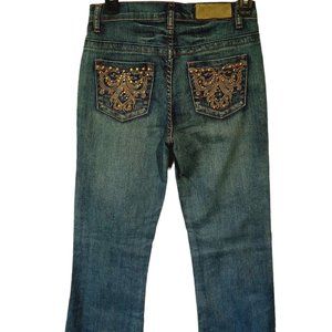 Ms. FIREFLY Jeans  size 4  Gold/Silver Stud pockets  Embellished  Bootcut  EUC